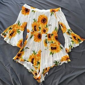 Strapless Sunflower Romper